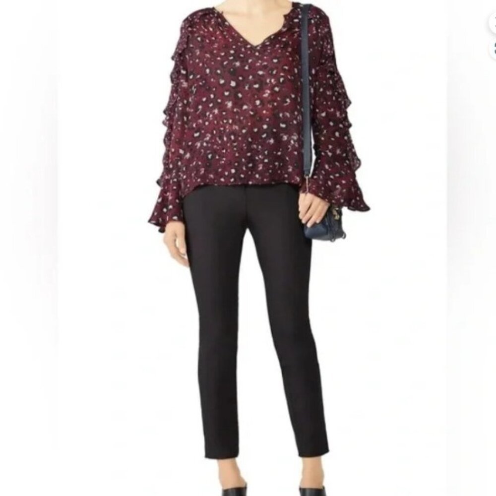 Parker Denny Blouse Top Cordovan Jungle Animal Silk Blend Print sz S  /B17